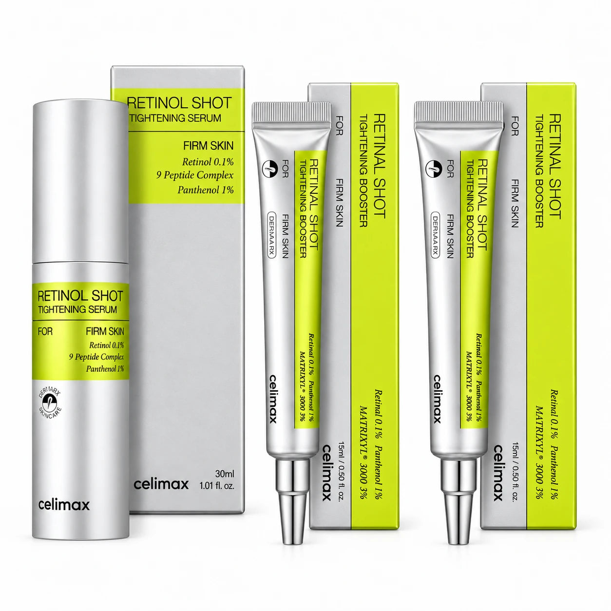 Coffret Trio Celimax : 2 Retinal Shot Booster + 1 Retinol Serum