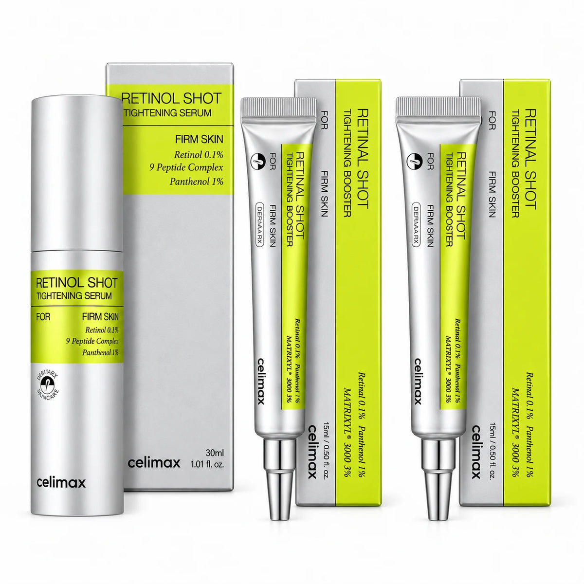 Coffret Trio Celimax : 2 Retinal Shot Booster + 1 Retinol Serum